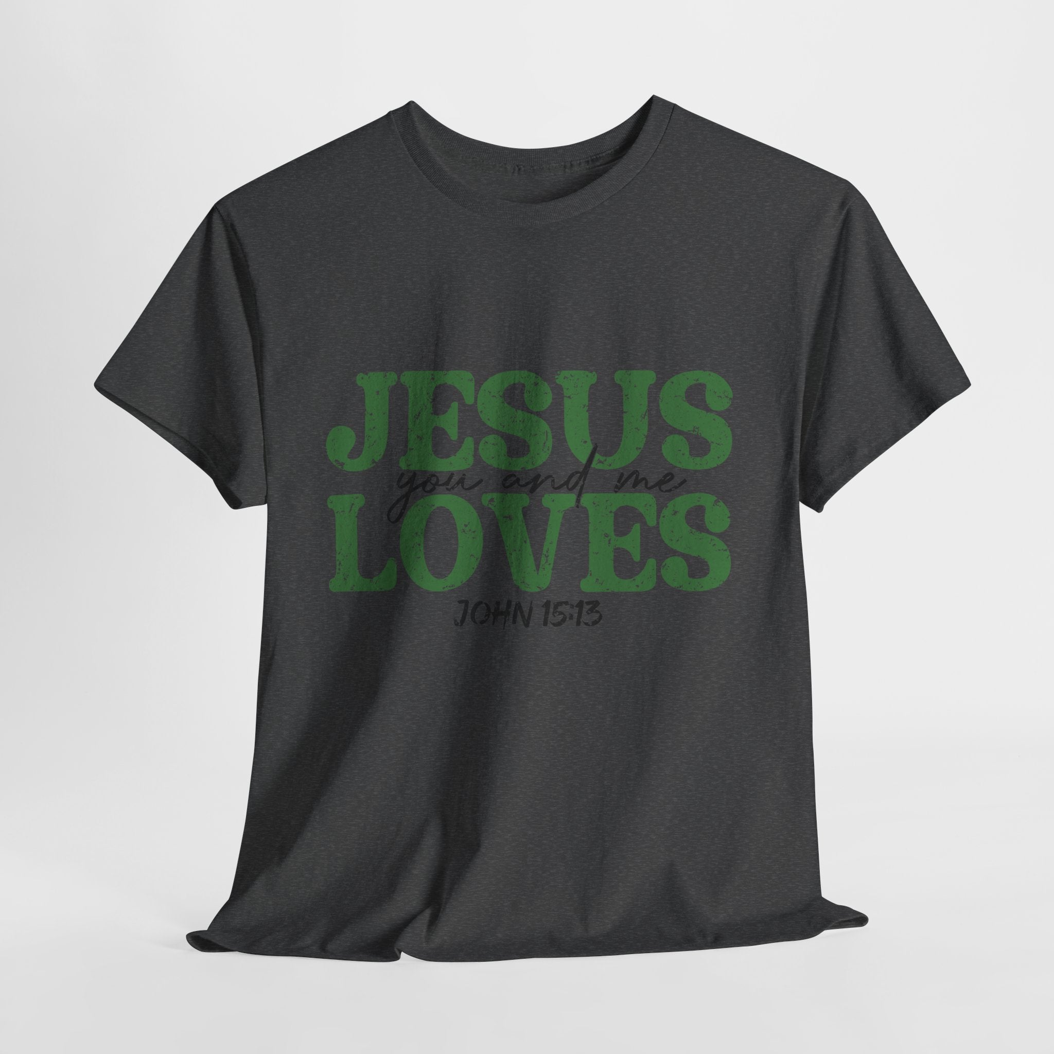 Jesus Loves Vintage Tee — Green Retro Christian Unisex Cotton T-Shirt