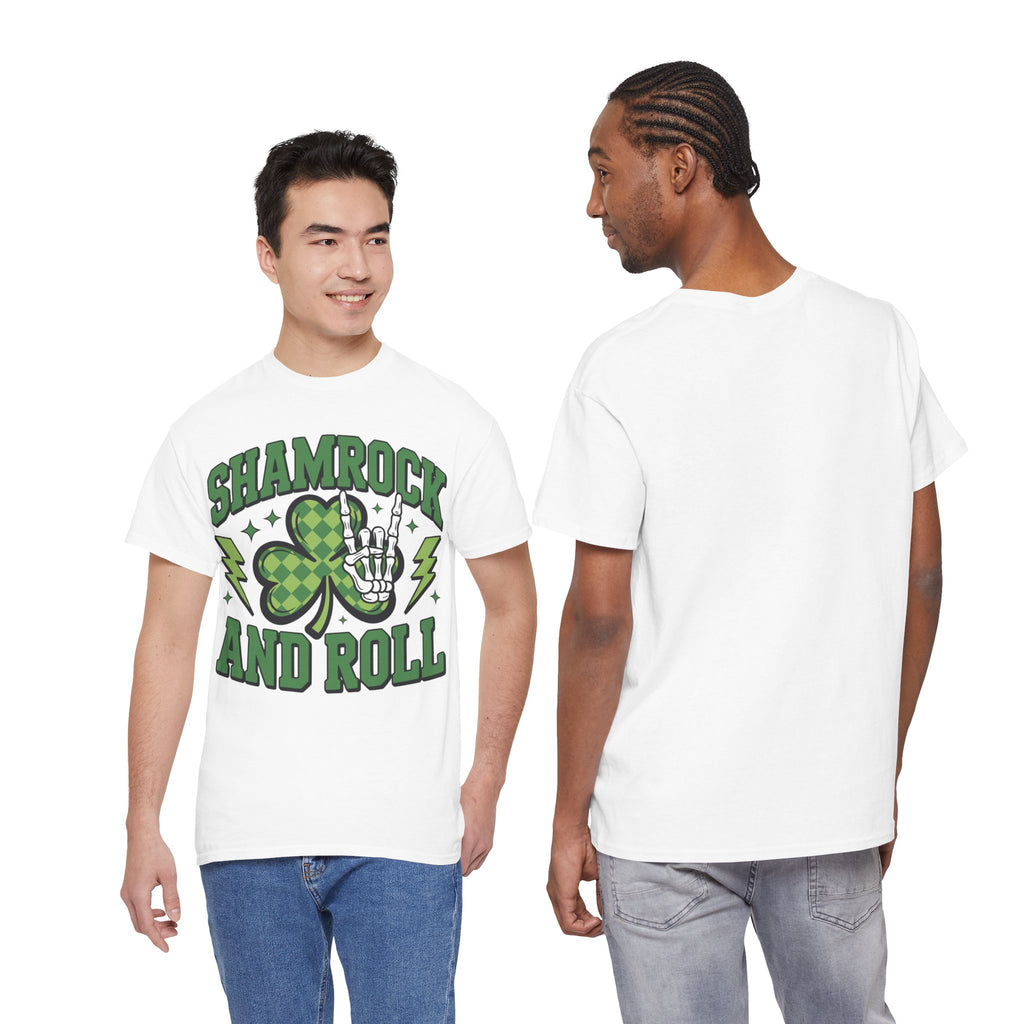 Shamrock and Roll Tee — Skeleton Hand & Lightning St. Patrick’s Rock Unisex Cotton Shirt