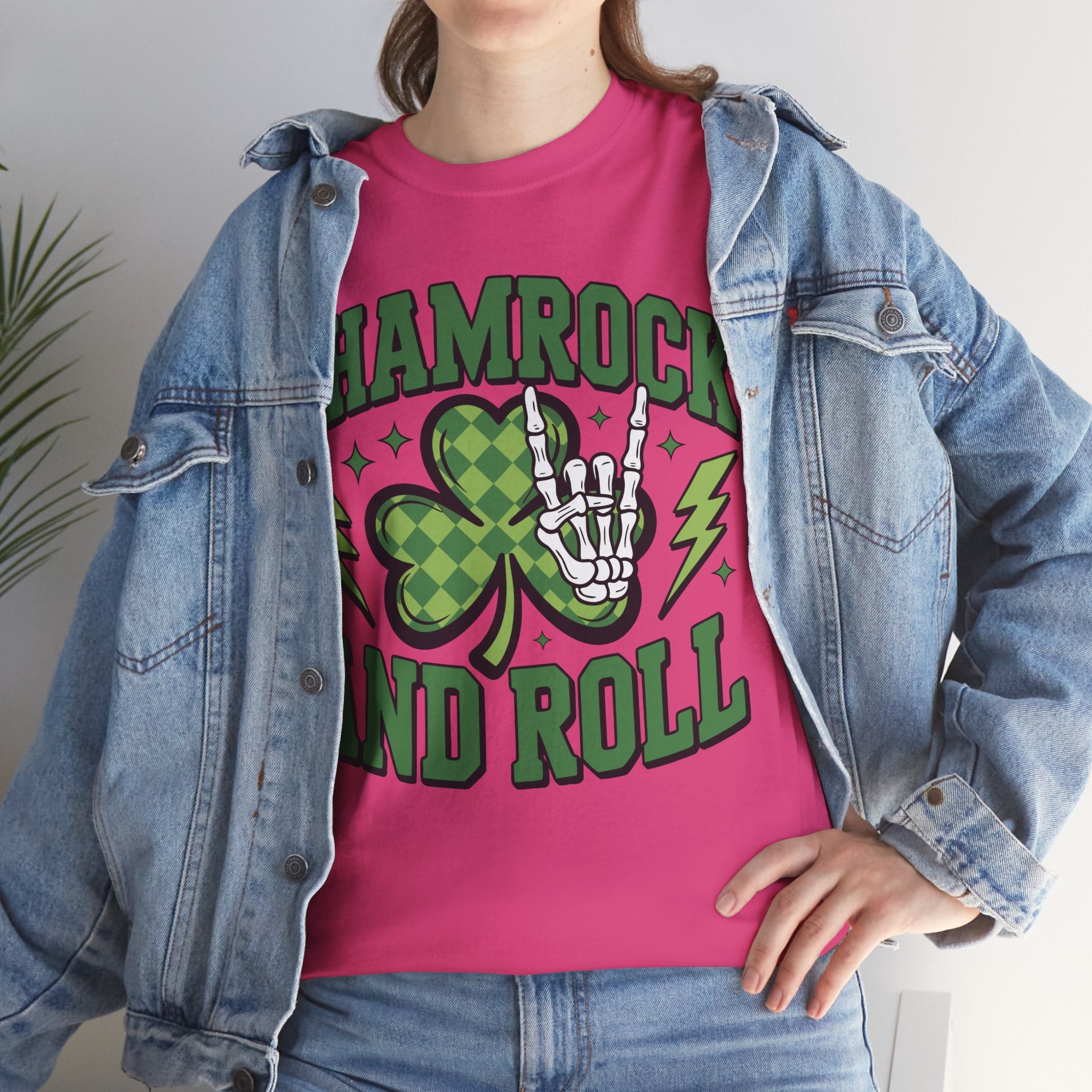 Shamrock and Roll Tee — Skeleton Hand & Lightning St. Patrick’s Rock Unisex Cotton Shirt