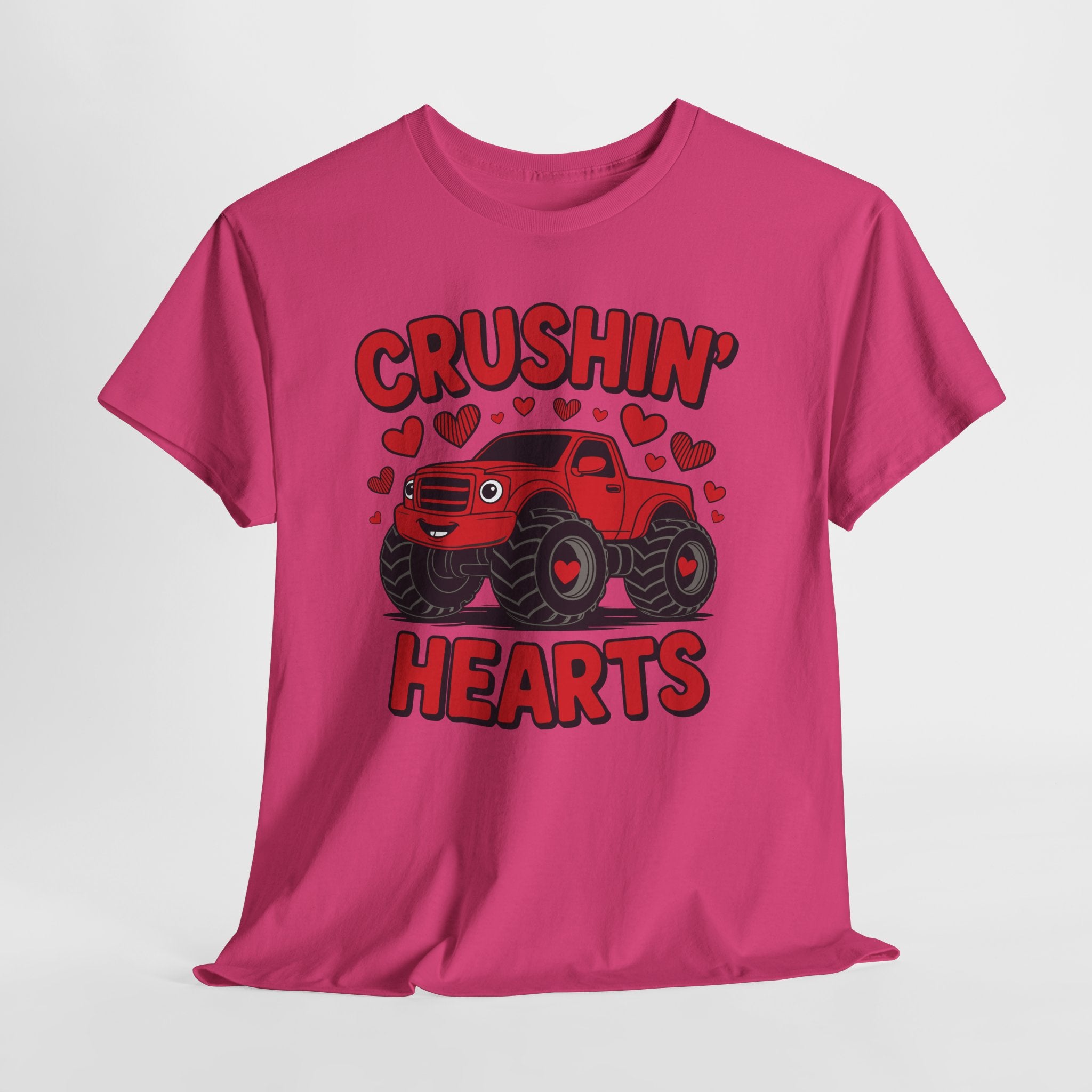 Crushin’ Hearts Valentine Monster Truck Unisex Cotton Tee