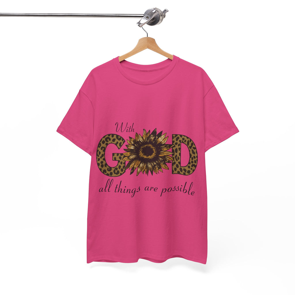 GOD Leopard Print Sunflower Unisex Cotton Tee