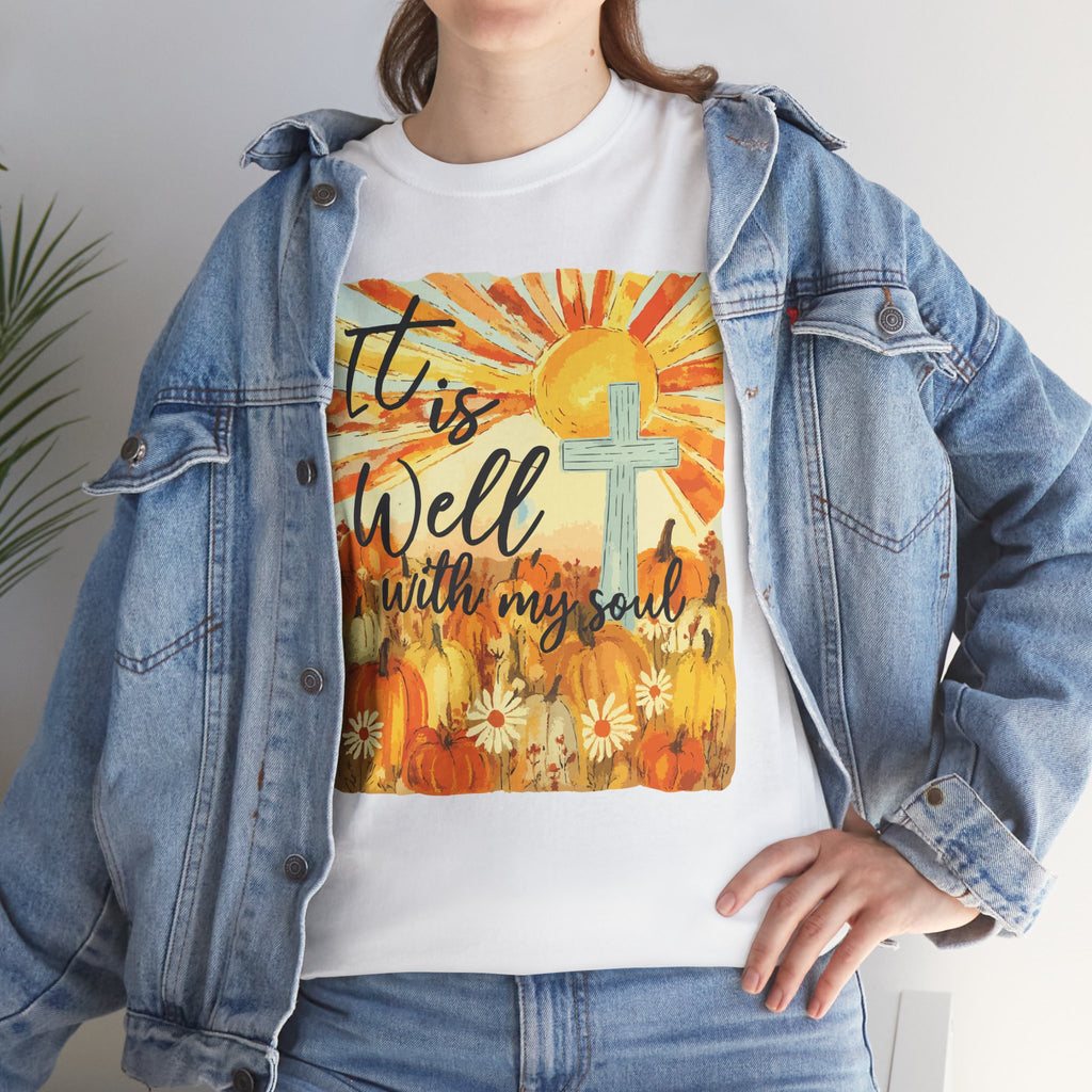 It Is Well With My Soul Pumpkin Sunrise Unisex Cotton T-Shirt