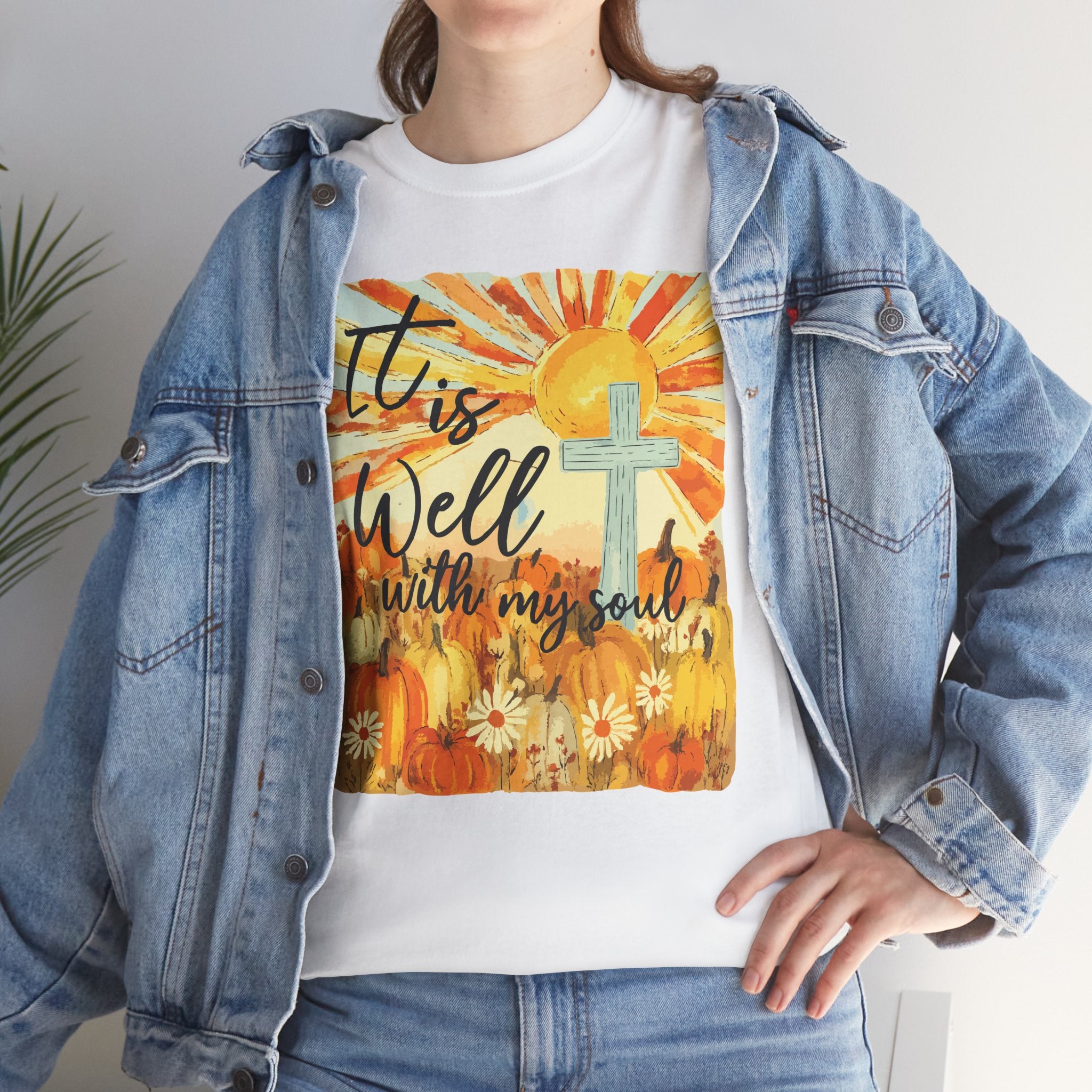 It Is Well With My Soul Pumpkin Sunrise Unisex Cotton T-Shirt