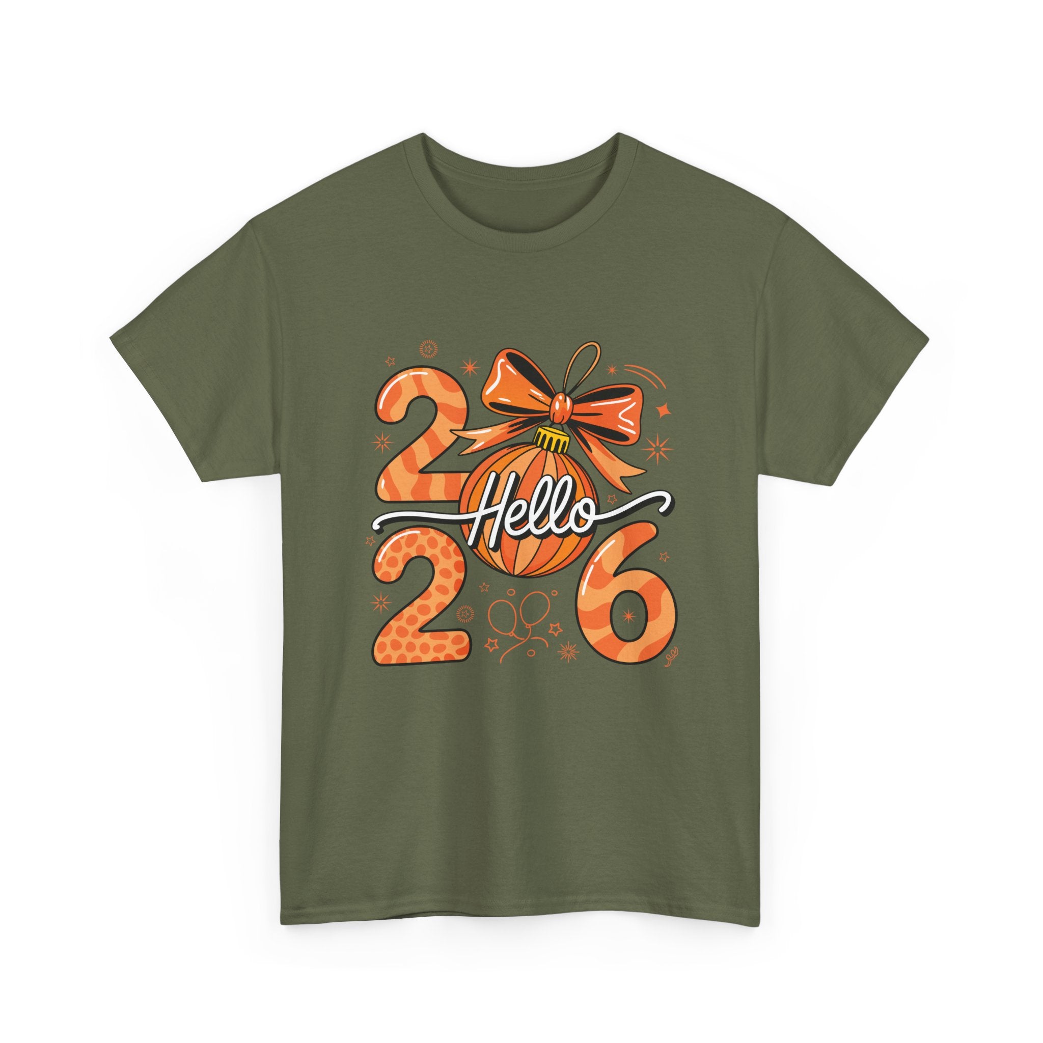 Hello 2026 Christmas Ornament Tee — Festive Orange Holiday Unisex Cotton T-Shirt