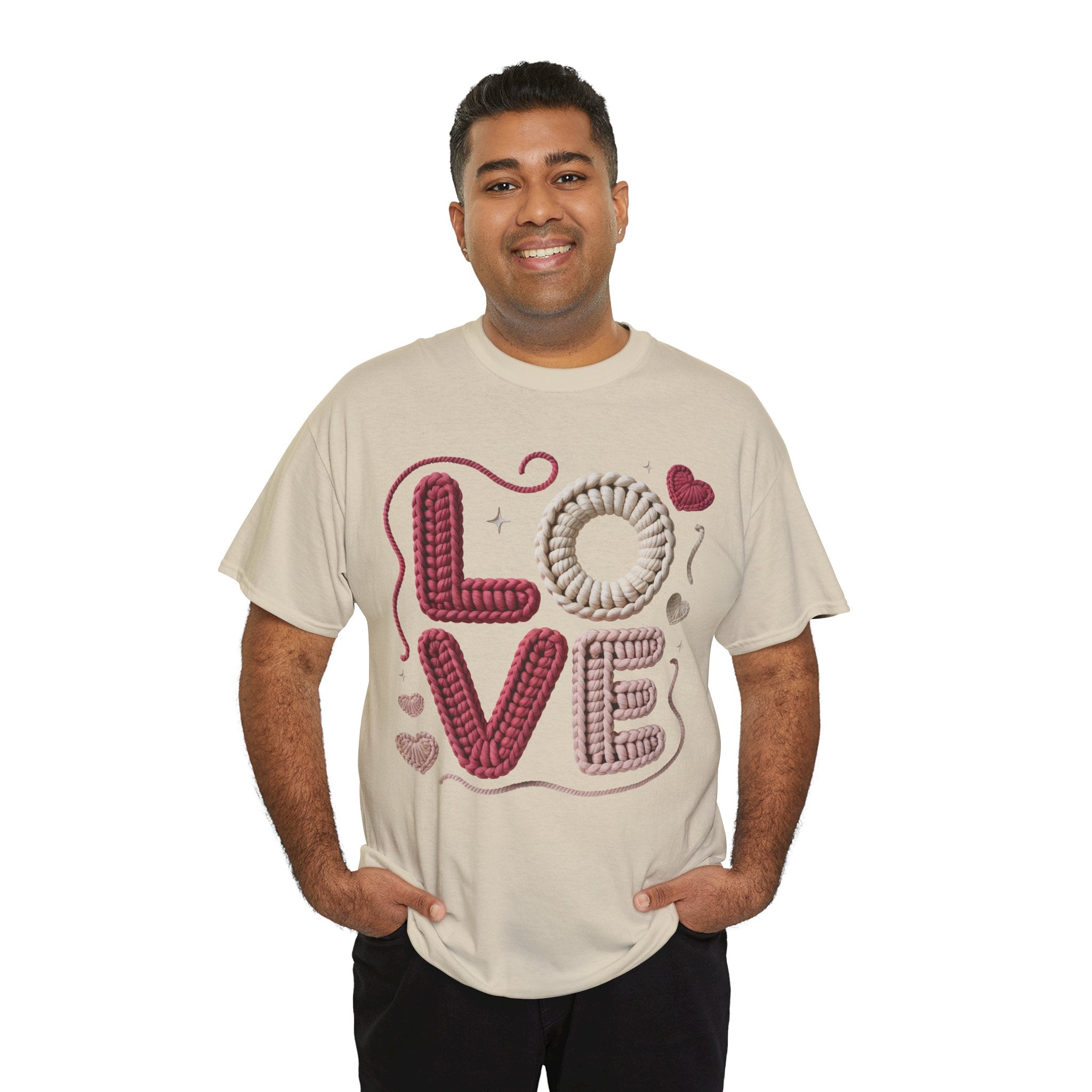 LOVE Faux Yarn Heart Unisex Cotton Tee
