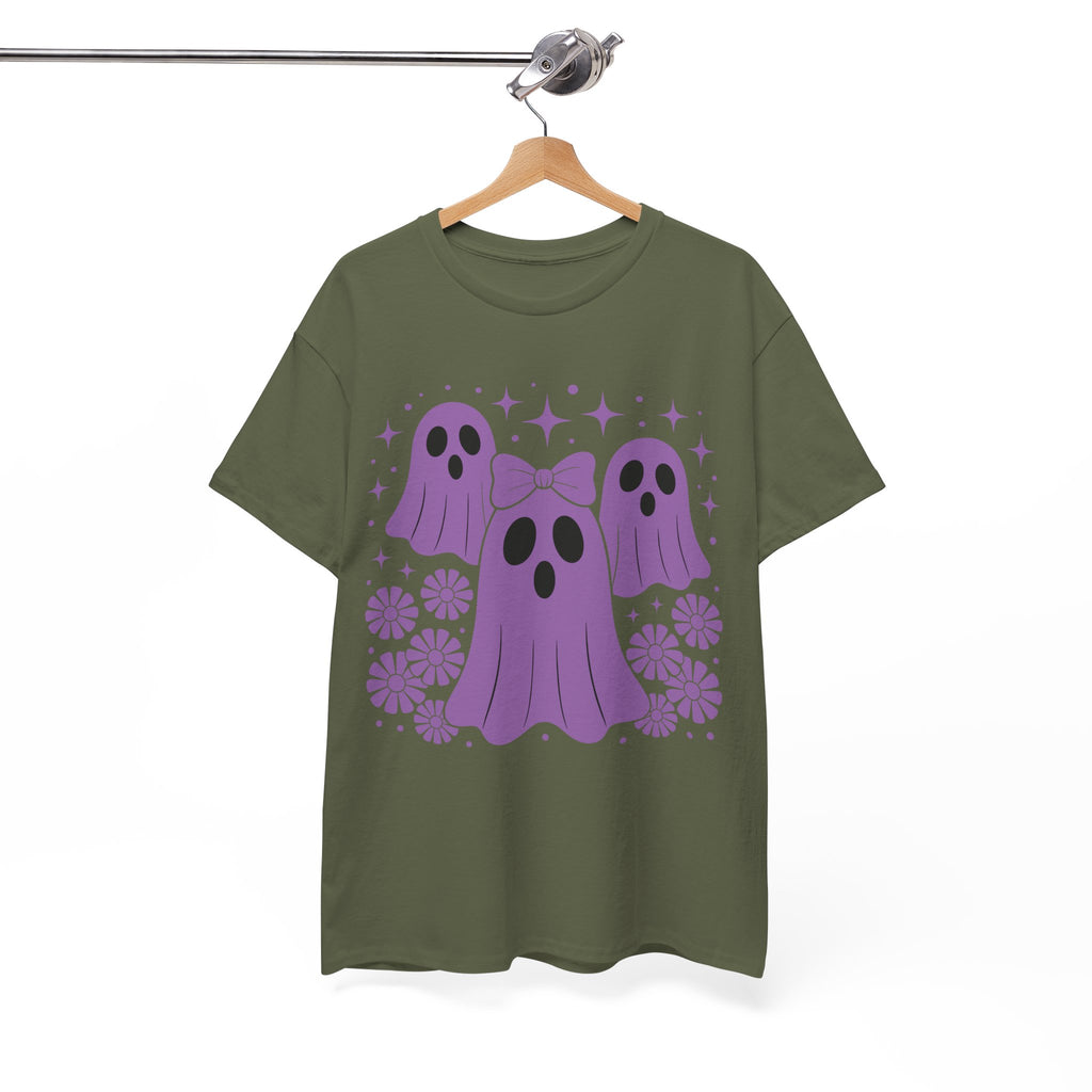Purple Ghost Halloween Unisex Cotton Tee