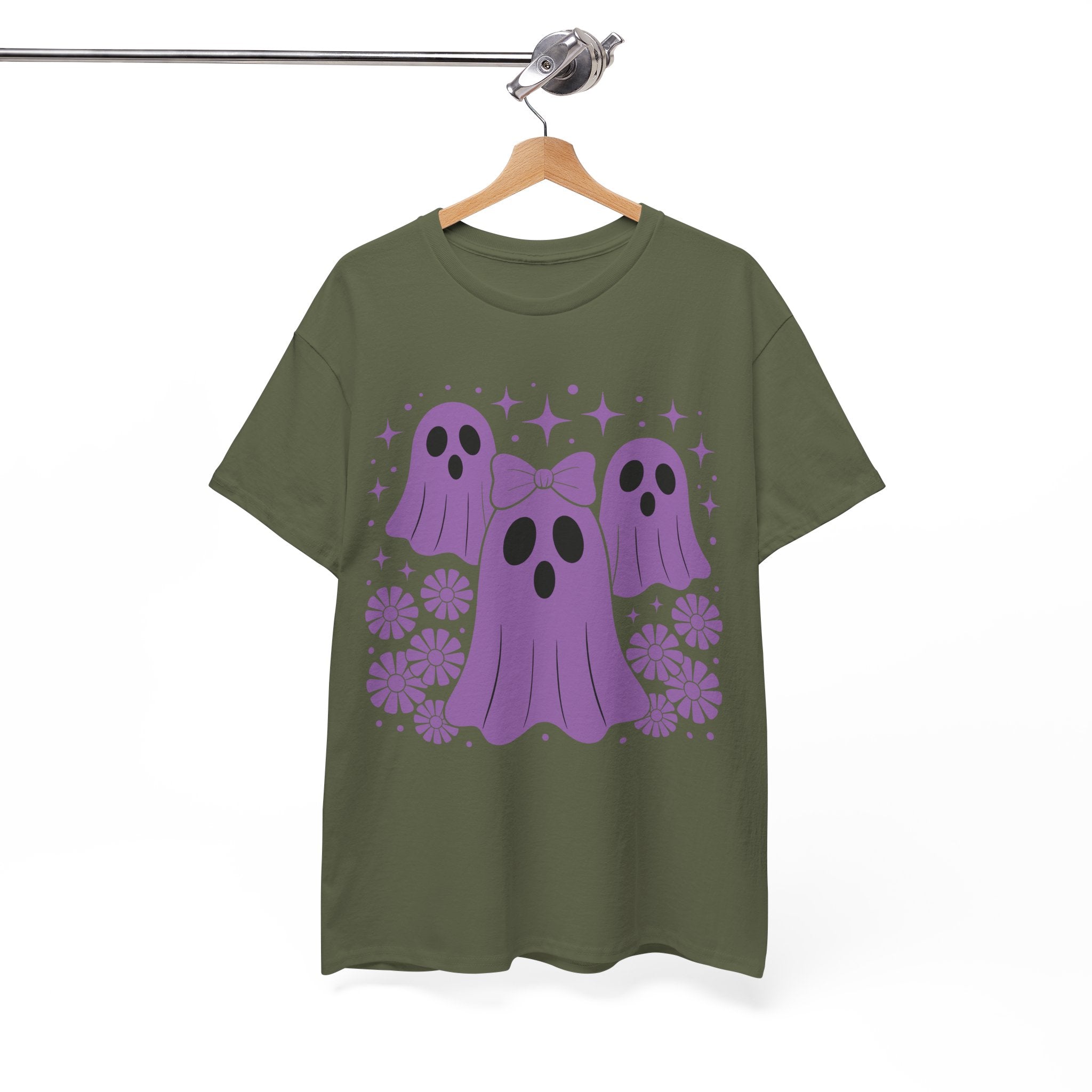 Purple Ghost Halloween Unisex Cotton Tee