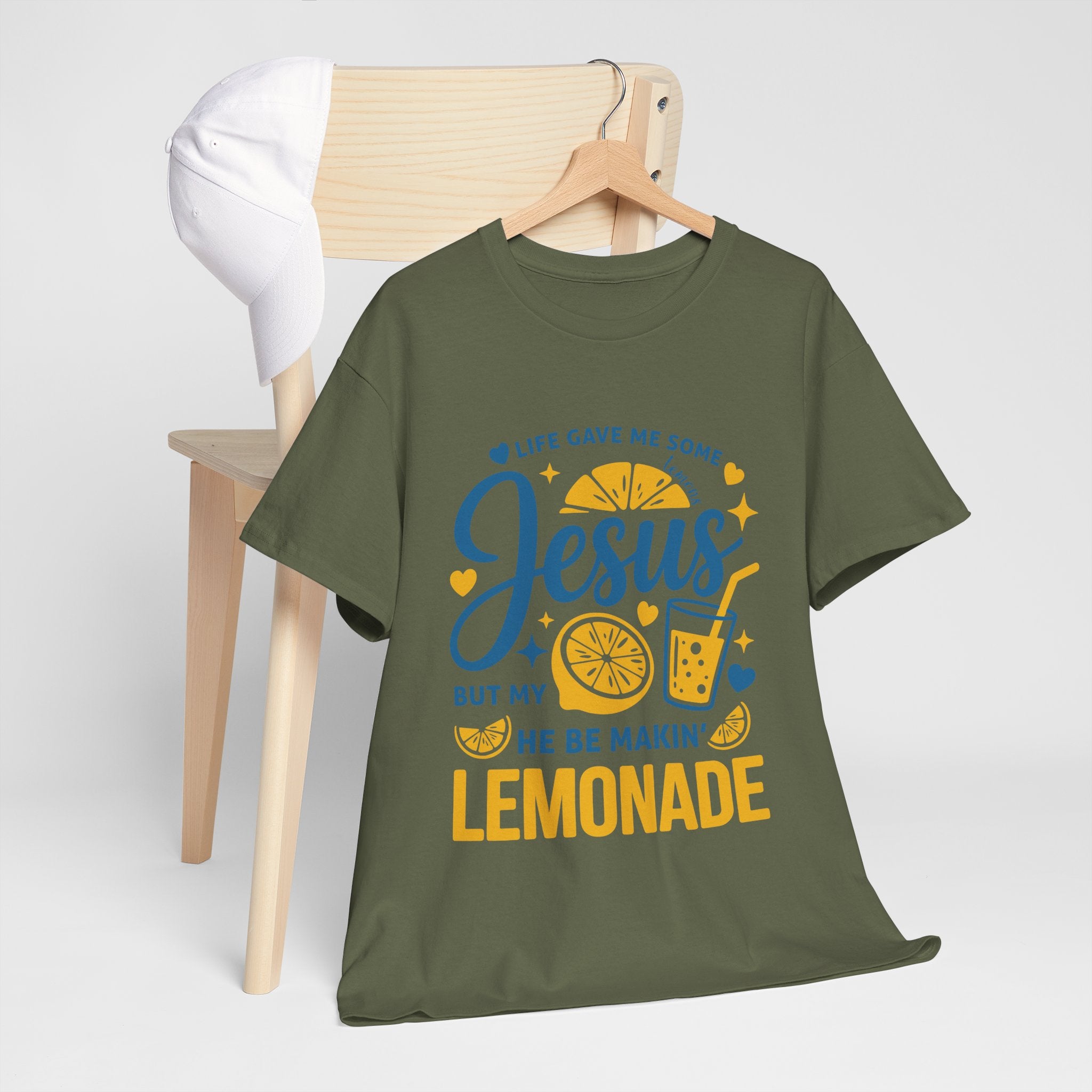 Christian Lemonade T-Shirt — “Life gave me some lemons but my Jesus He be makin’ lemonade”. Unisex Cotton Tee