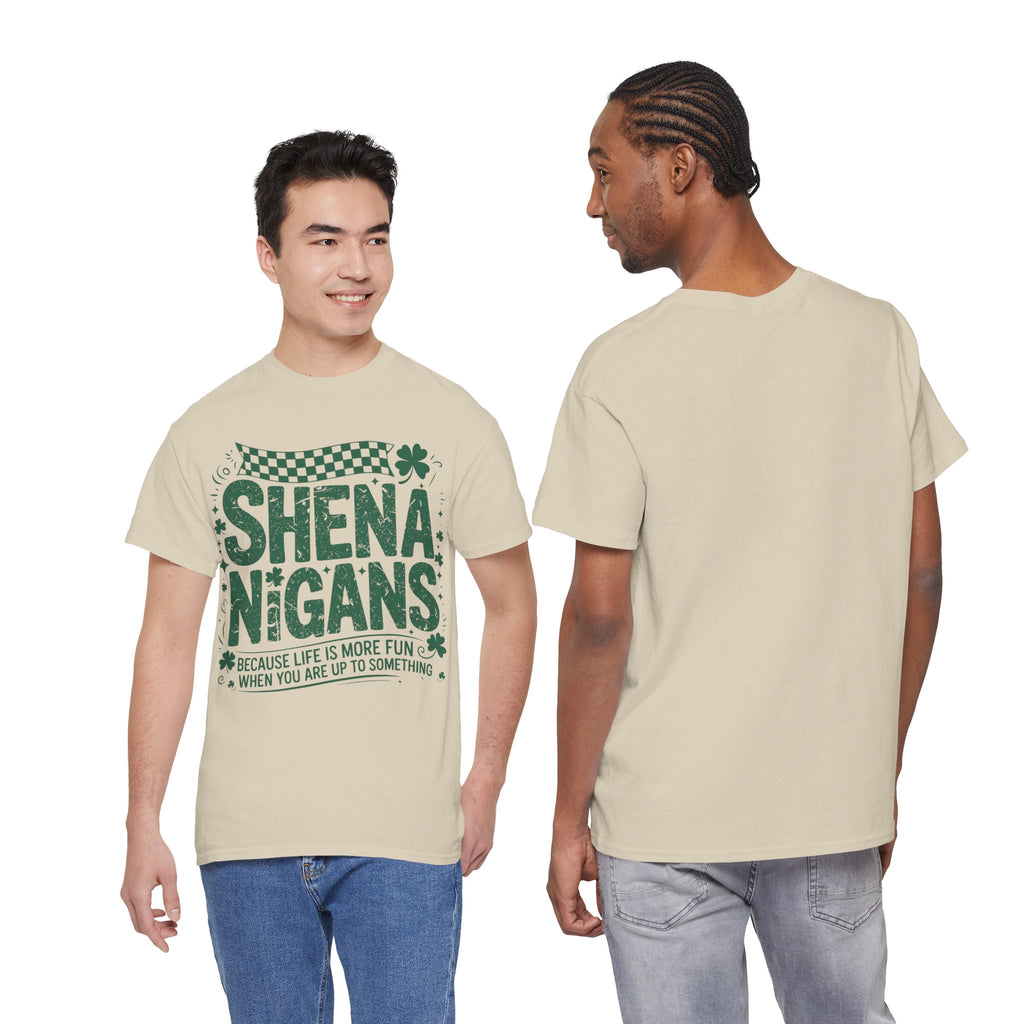 Shenanigans Clover Tee — Bright Green St. Patrick’s Day Shirt with Checkered Flag Unisex Cotton Tee