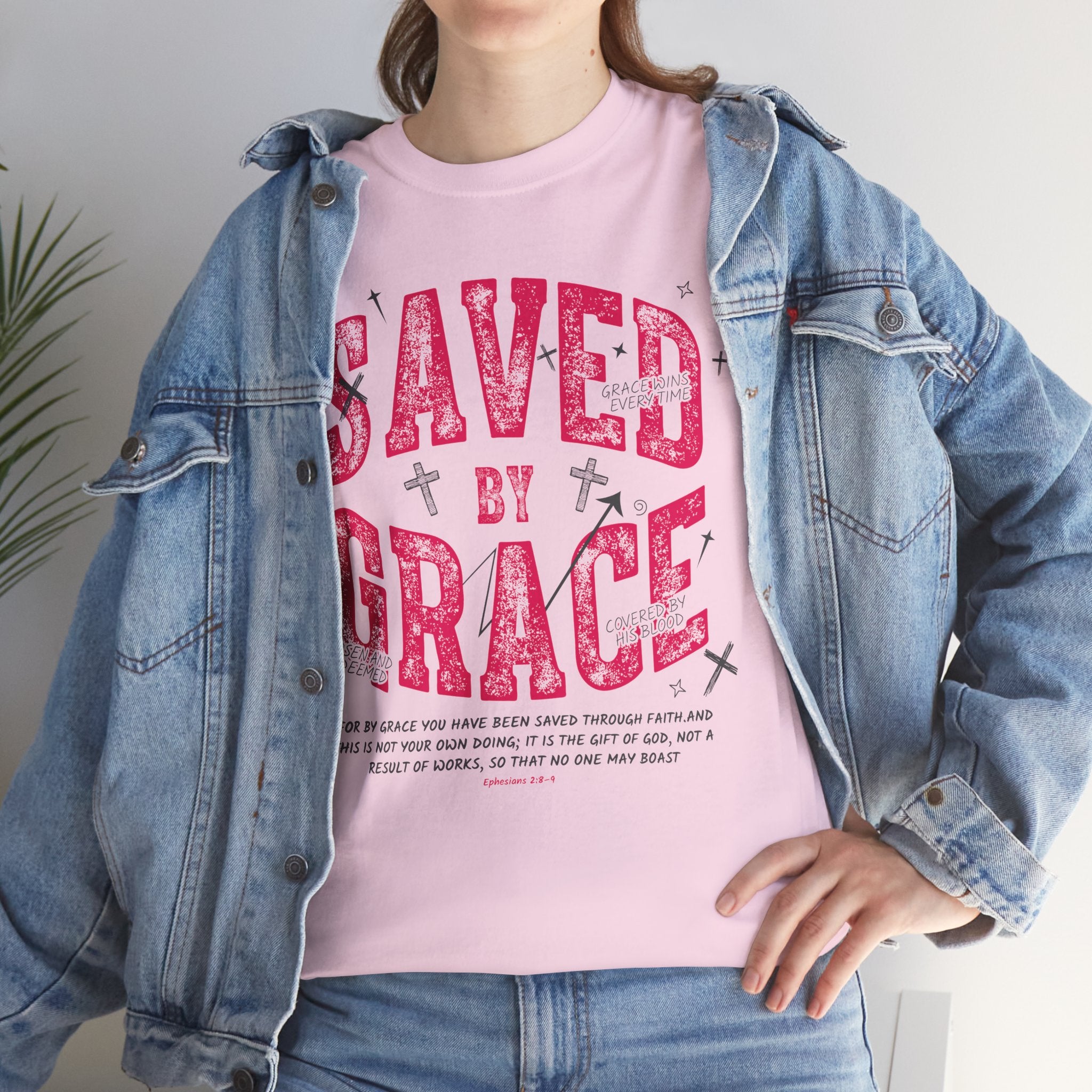 Saved by Grace Ephesians 2:8-9 Unisex Cotton T-Shirt