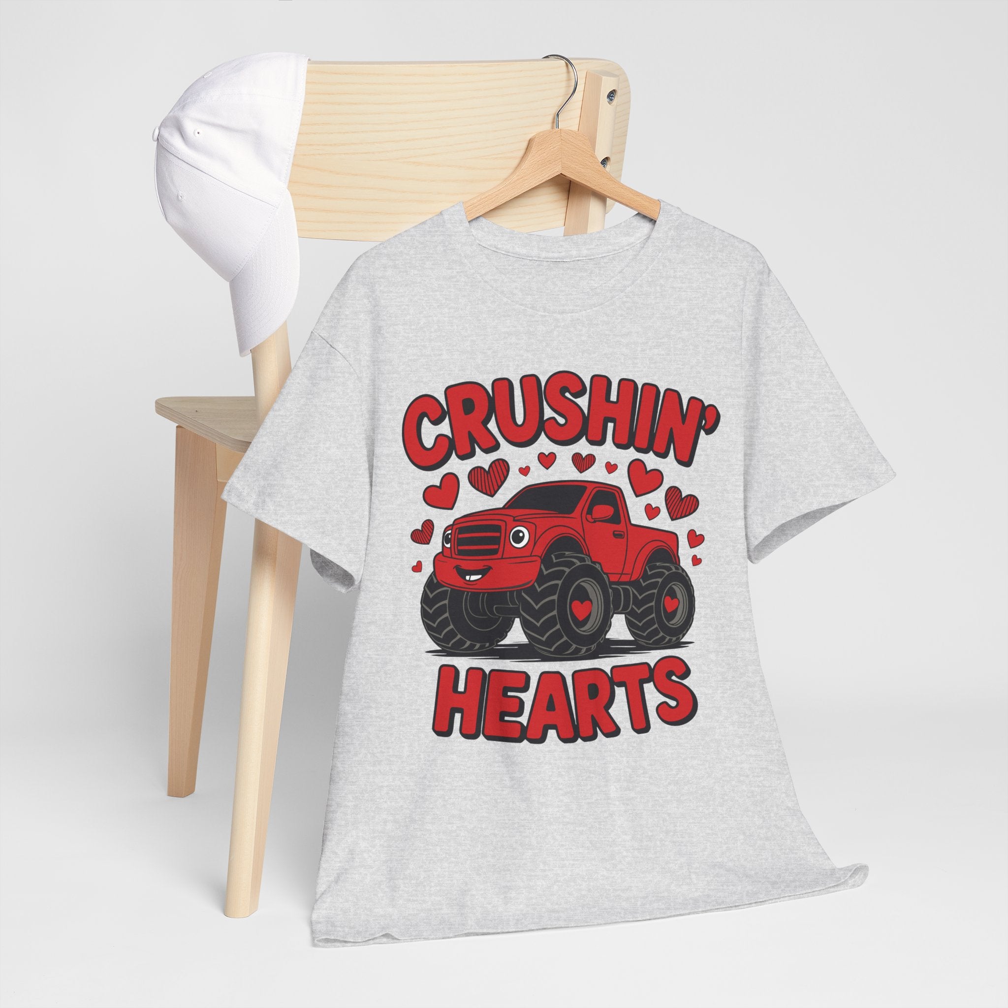 Crushin’ Hearts Valentine Monster Truck Unisex Cotton Tee