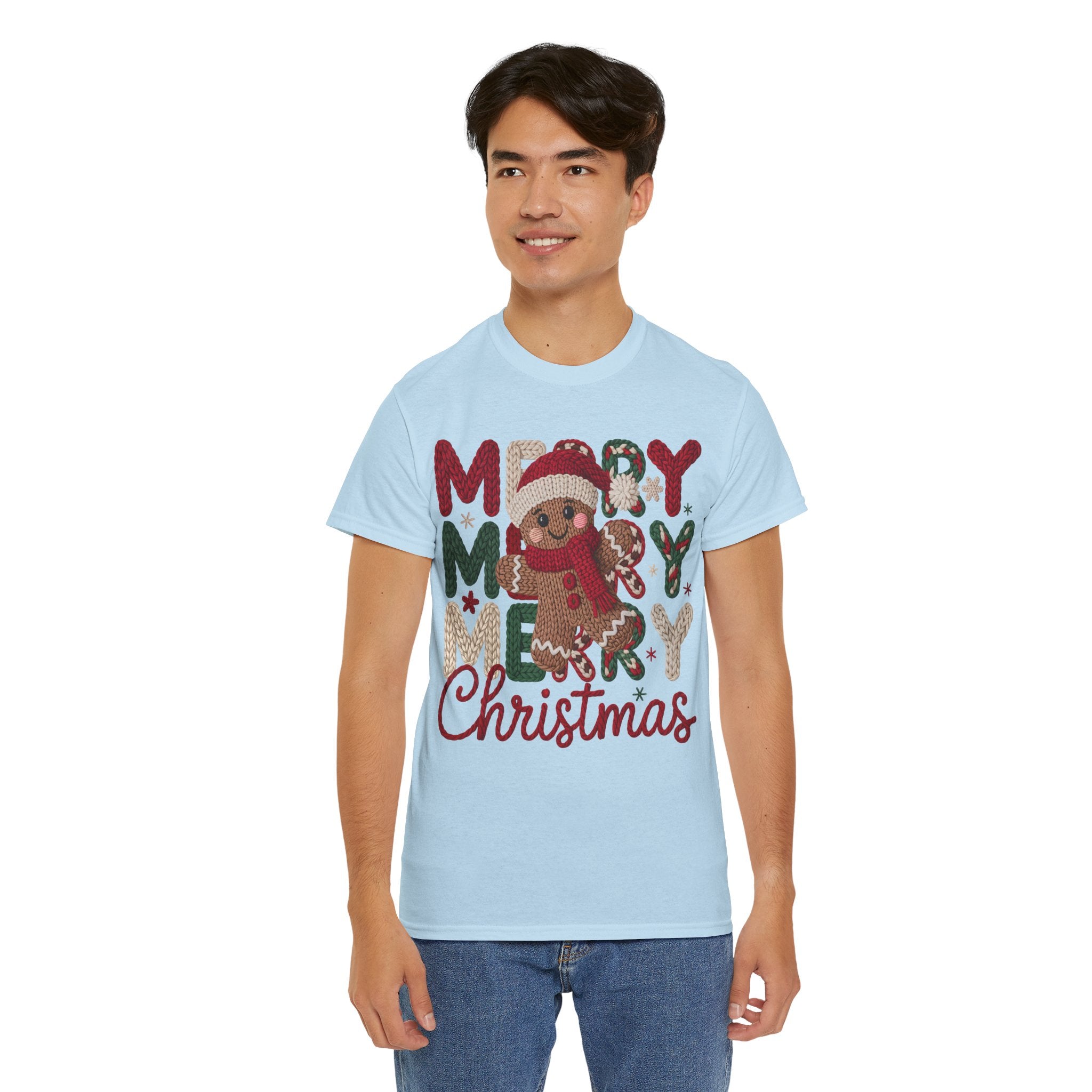 Merry Merry Merry Christmas Gingerbread Unisex Cotton Tee