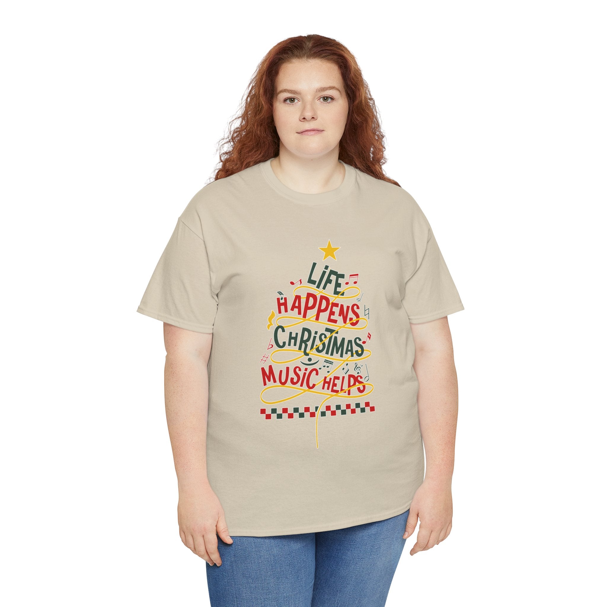 Christmas Tree Words Music Unisex Cotton Tee