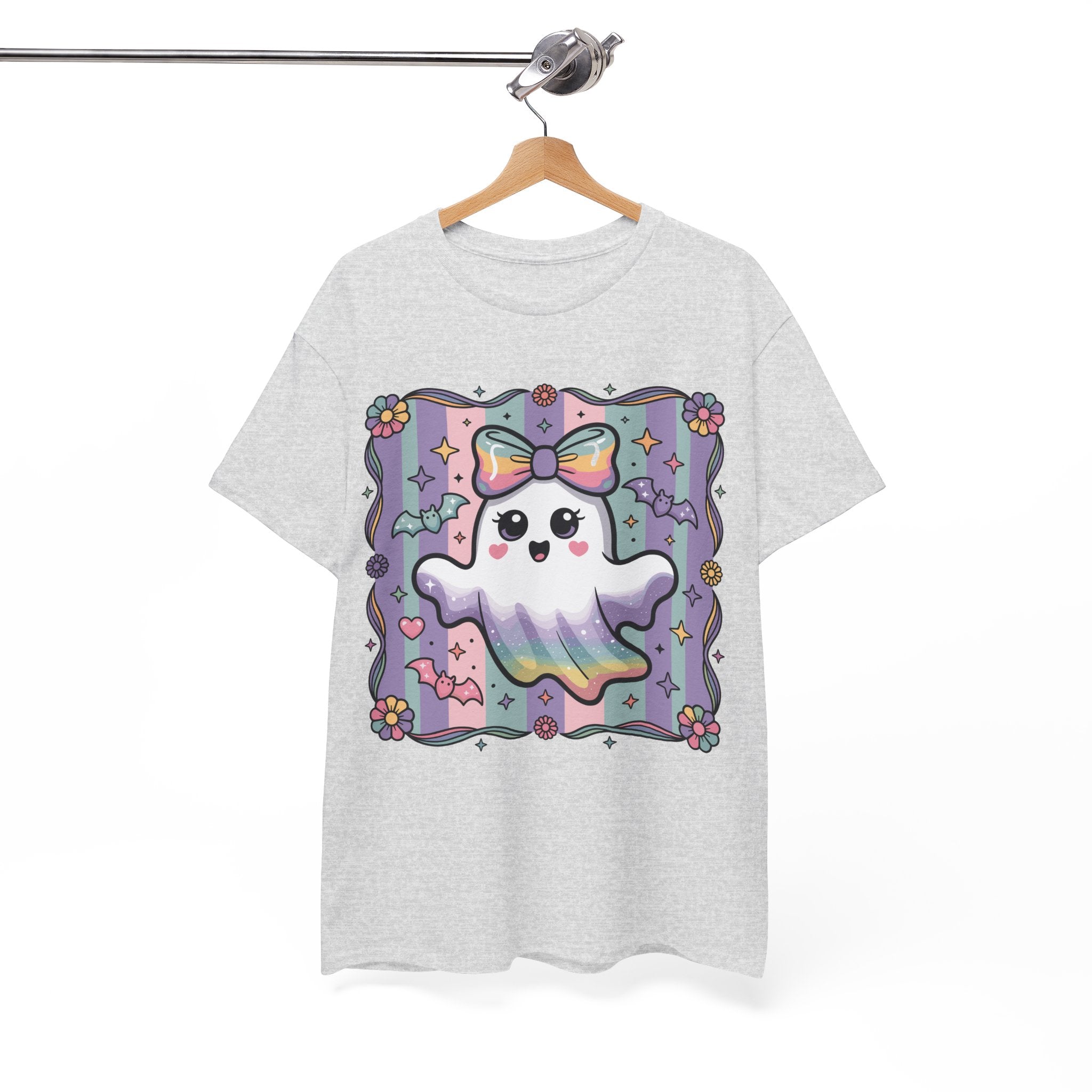 Pastel Ghost Rainbow Bow Unisex Cotton Tee
