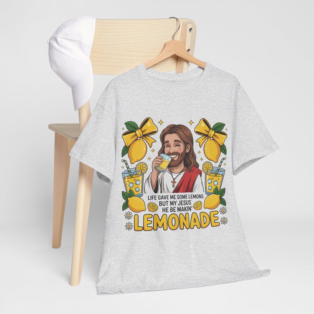 Jesus Drinking Lemonade T-Shirt — "Life Gave Me Some Lemons" Christian Unisex Cotton Tee