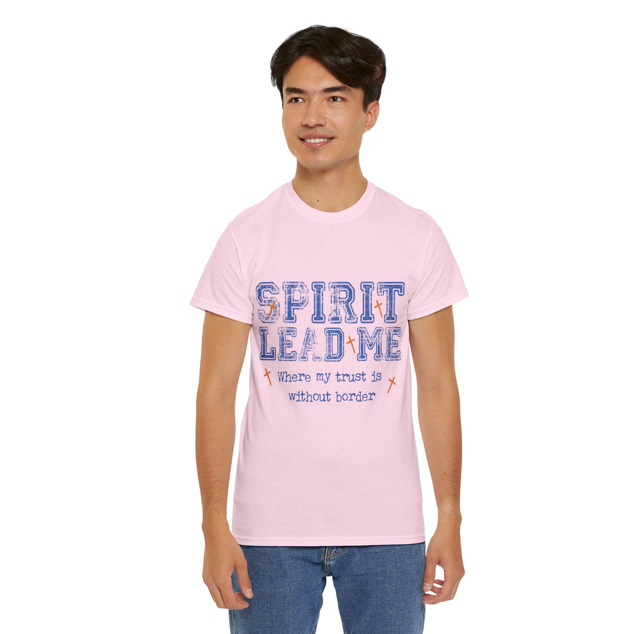 Christian Varsity Tee — “Spirit Lead Me — Where My Trust Is Without Border”. Unisex Cotton Tee
