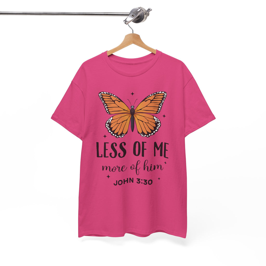 Monarch Butterfly Tee — "Less of Me, More of Him" Christian Unisex cotton T‑Shirt