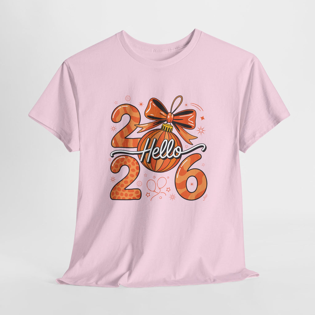 Hello 2026 Christmas Ornament Tee — Festive Orange Holiday Unisex Cotton T-Shirt