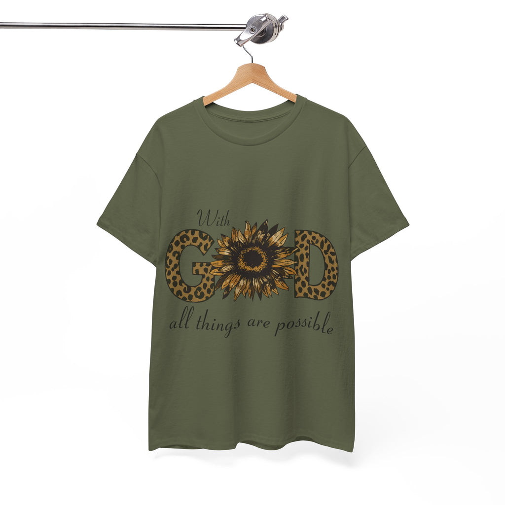 GOD Leopard Print Sunflower Unisex Cotton Tee