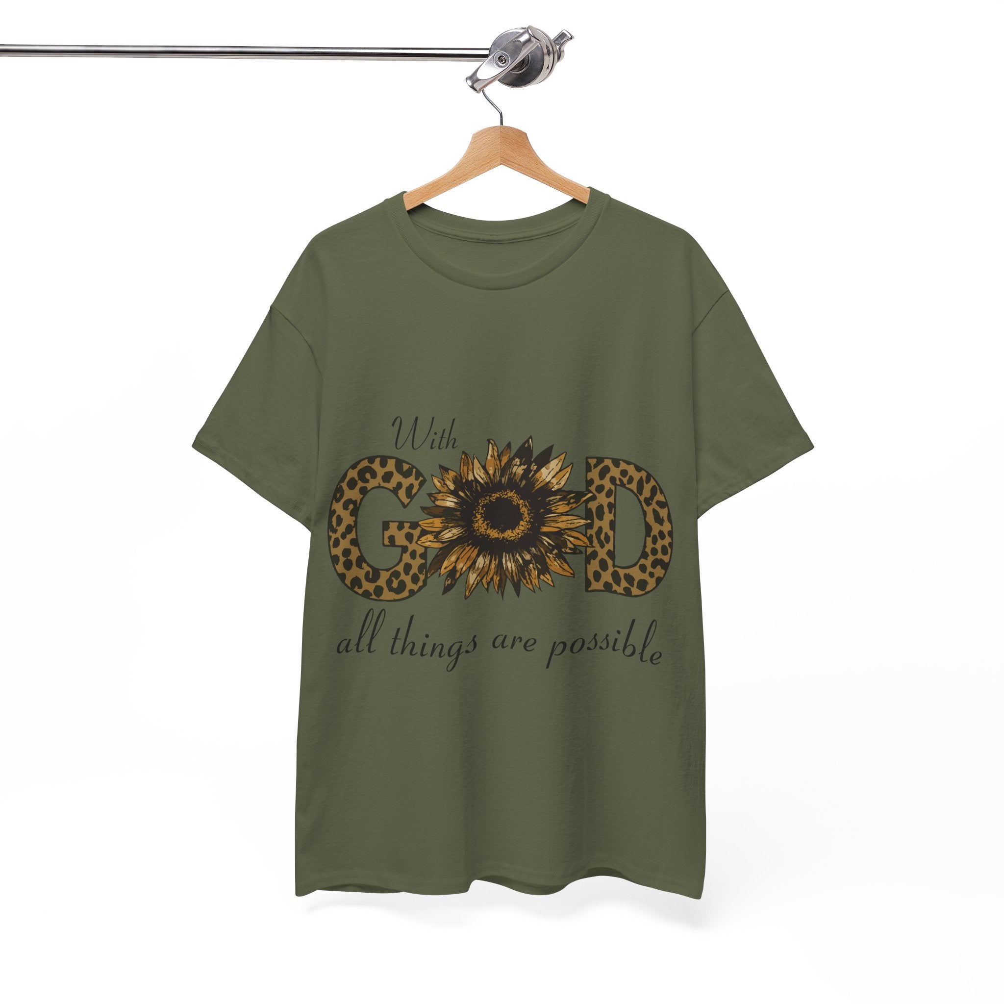 GOD Leopard Print Sunflower Unisex Cotton Tee