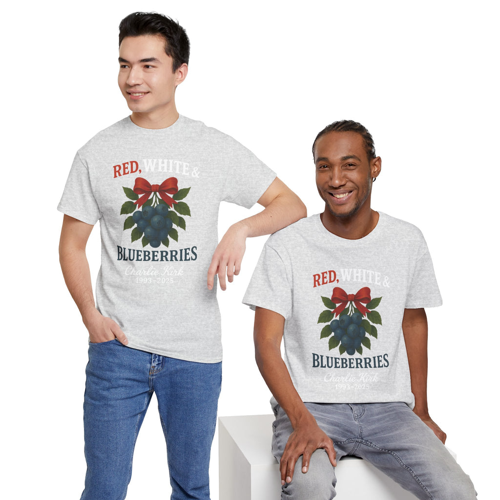 Red, White & Blueberries T-Shirt — Patriotic Blueberry Graphic Unisex Cotton Tee