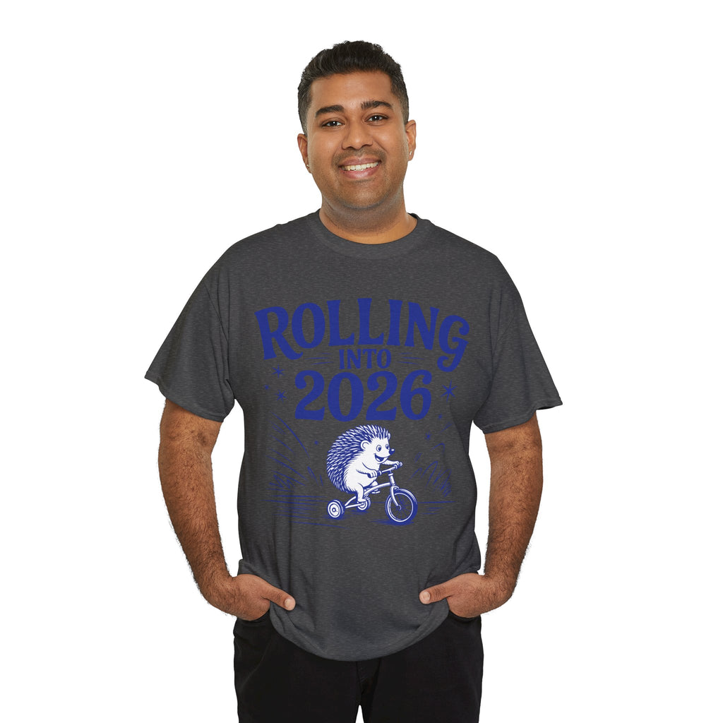 Rolling Into 2026 Hedgehog Tricycle Unisex Cotton Tee