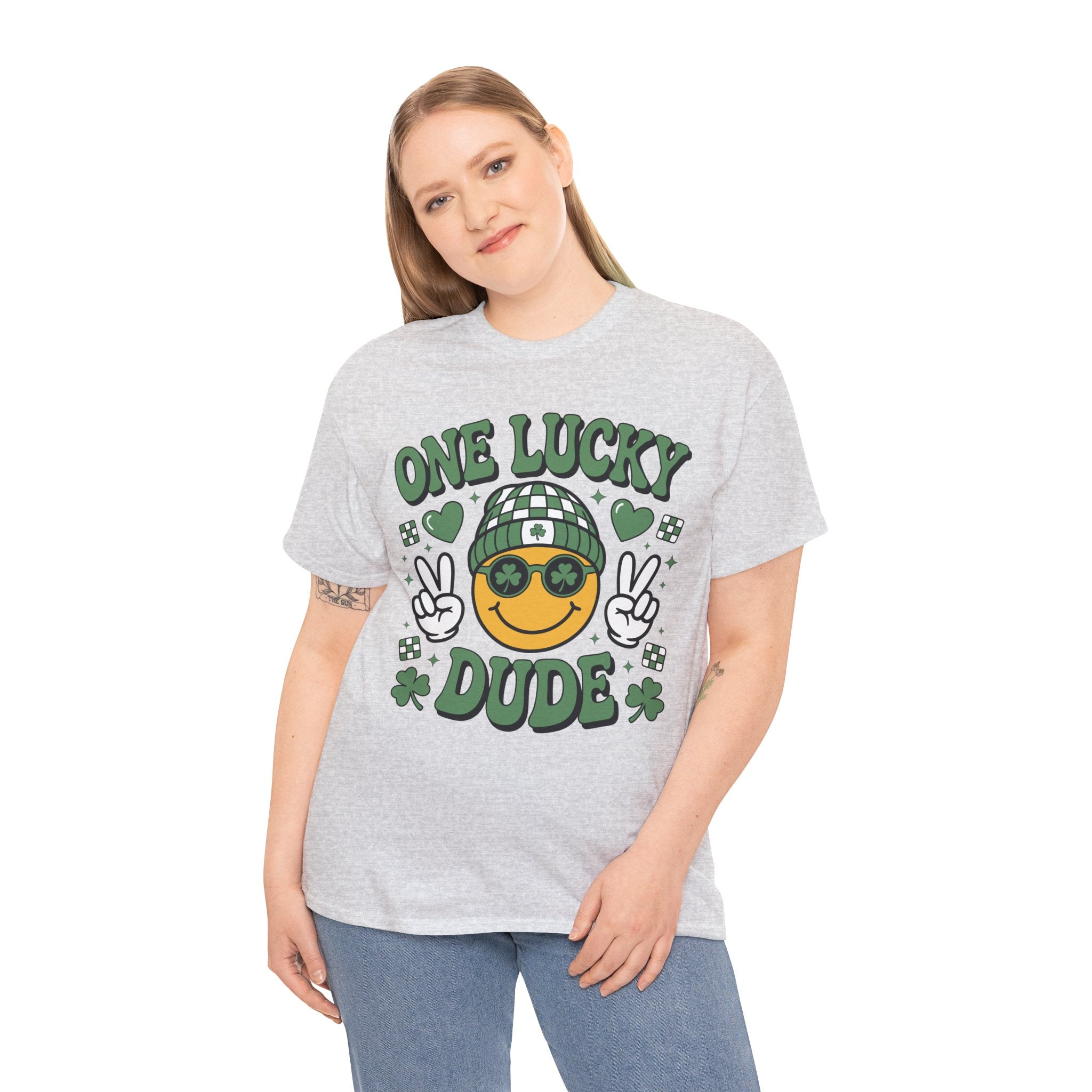 One Lucky Dude Shamrock Tee — St. Patrick's Day Smiley Unisex Cotton Tshirt
