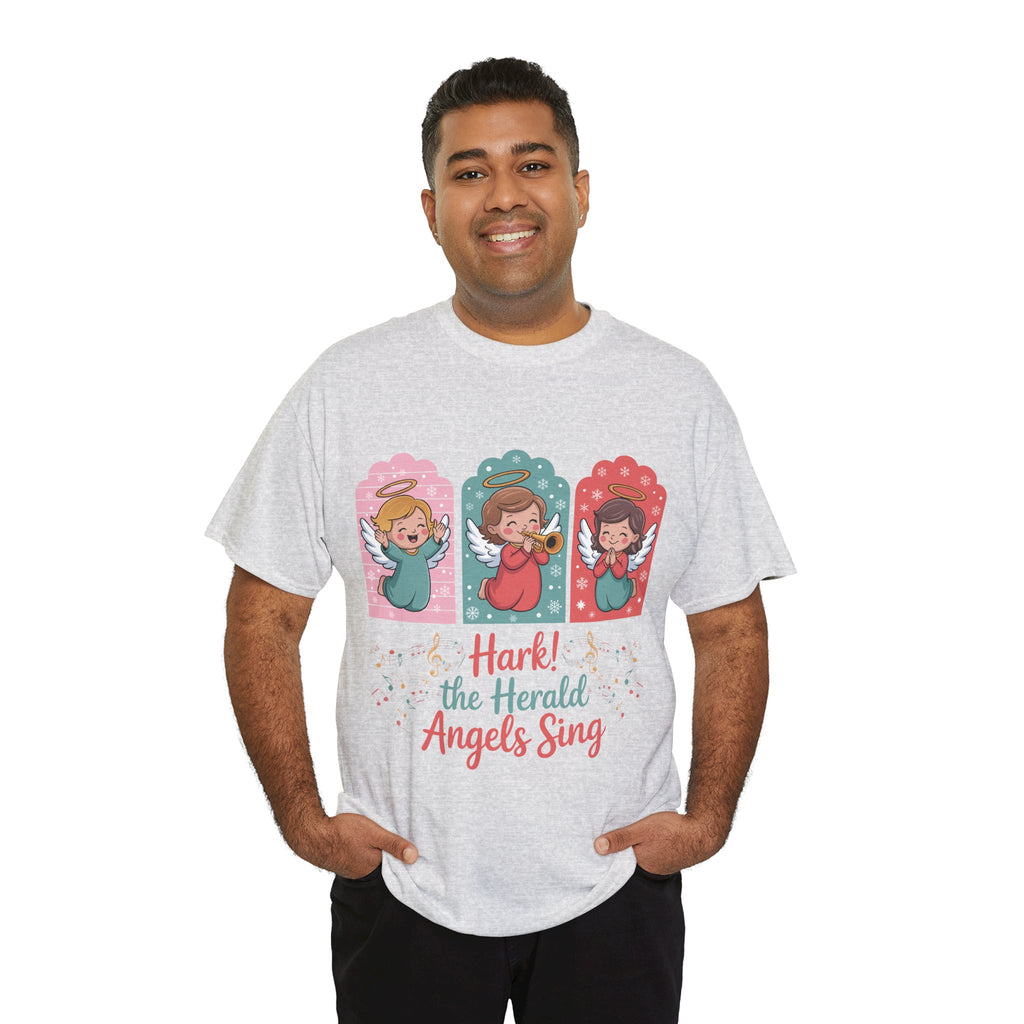 Hark! The Herald Angels Sing Tee — Three Singing Angels Christmas Unisex Cotton T-Shirt