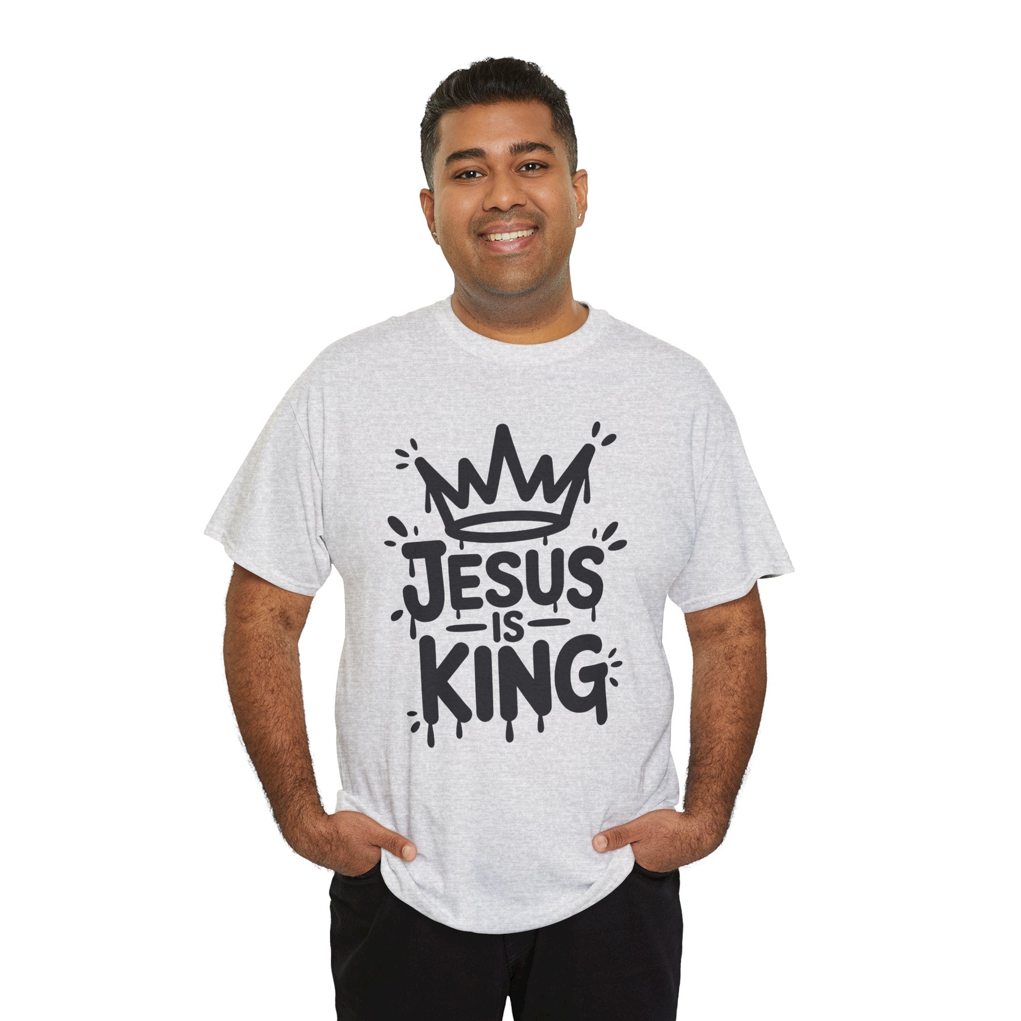 Jesus Is King Crown T-Shirt — Minimalist Christian Unisex Cotton Tee