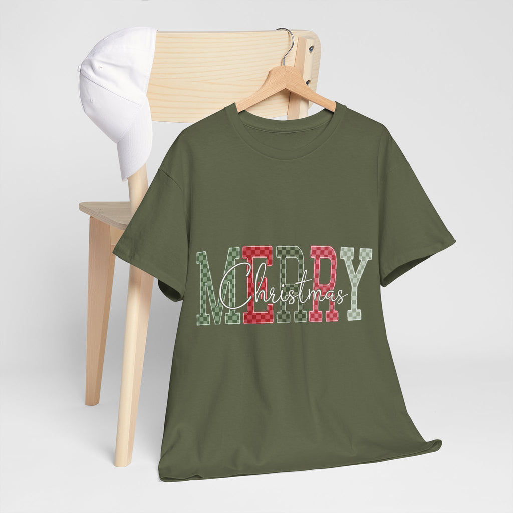 Plaid Merry Christmas Unisex Cotton Tee
