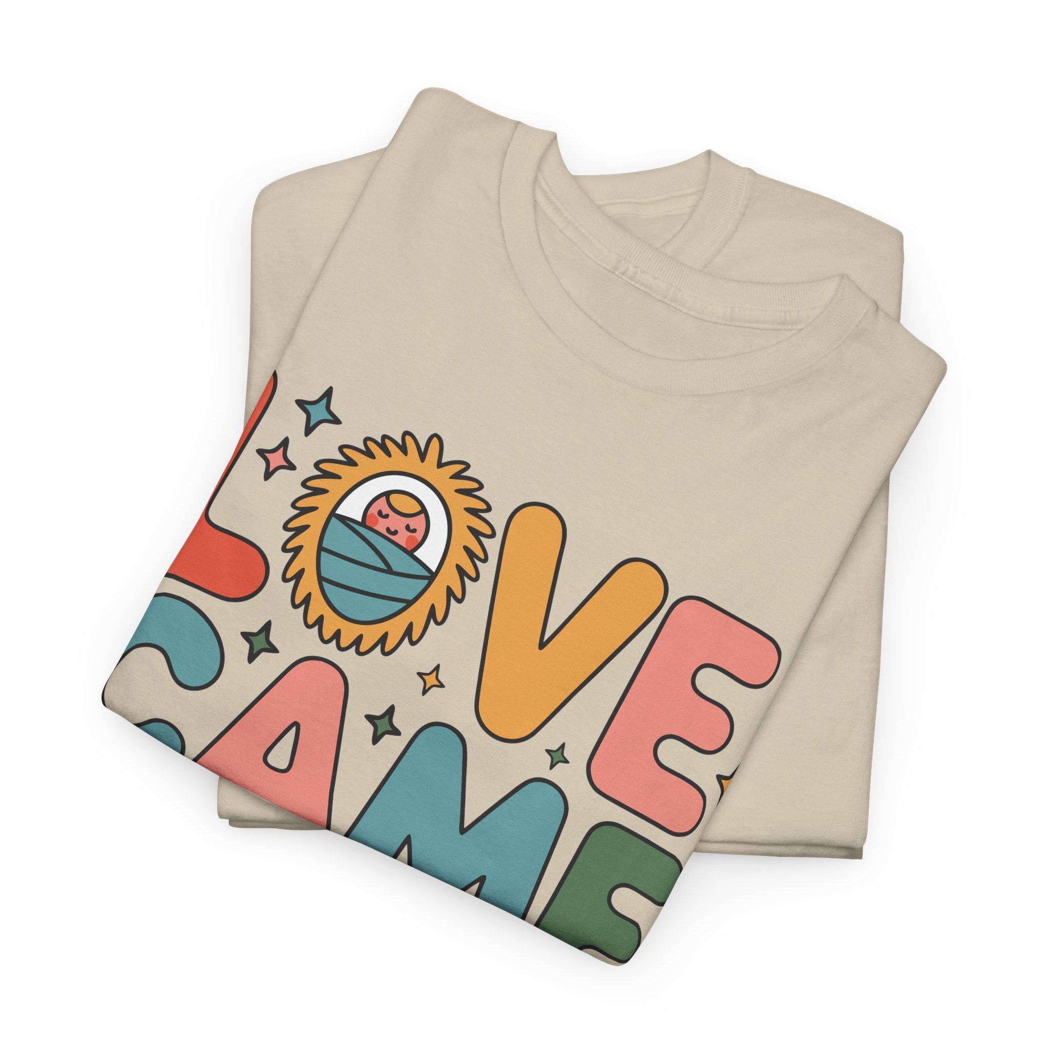 Love Came Down Christmas Tee — Baby Jesus Manger Angel (Luke 2:11)..Unisex Cotton Tee