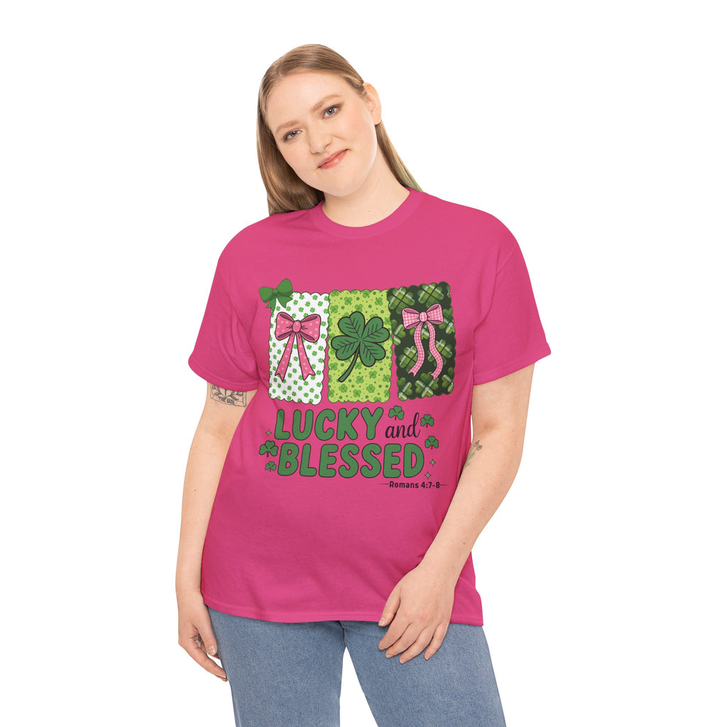 Lucky and Blessed Clover Unisex Cotton Tee