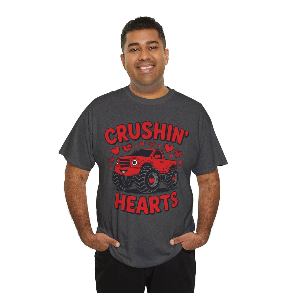 Crushin’ Hearts Valentine Monster Truck Unisex Cotton Tee