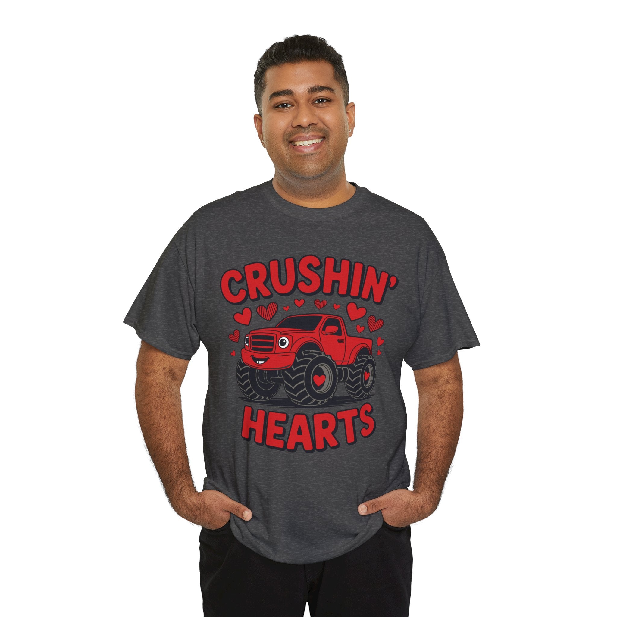 Crushin’ Hearts Valentine Monster Truck Unisex Cotton Tee