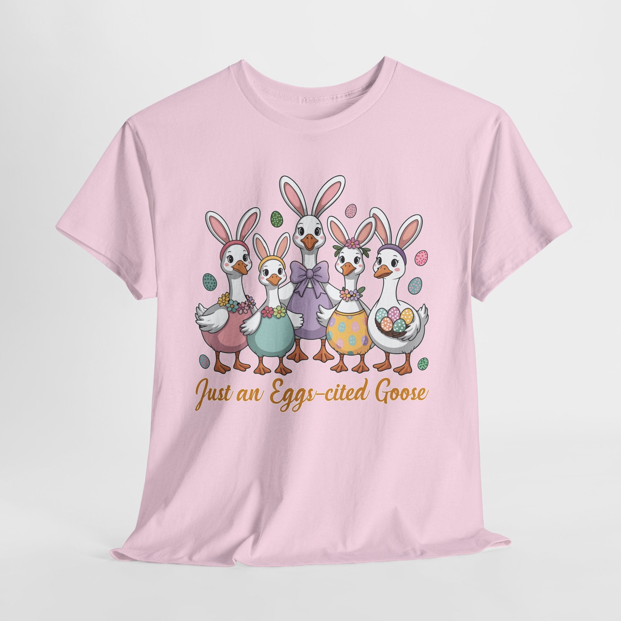 Just an Eggs-cited Goose Easter Tee — Funny Geese in Bunny Ears Unisex Cotton Tee