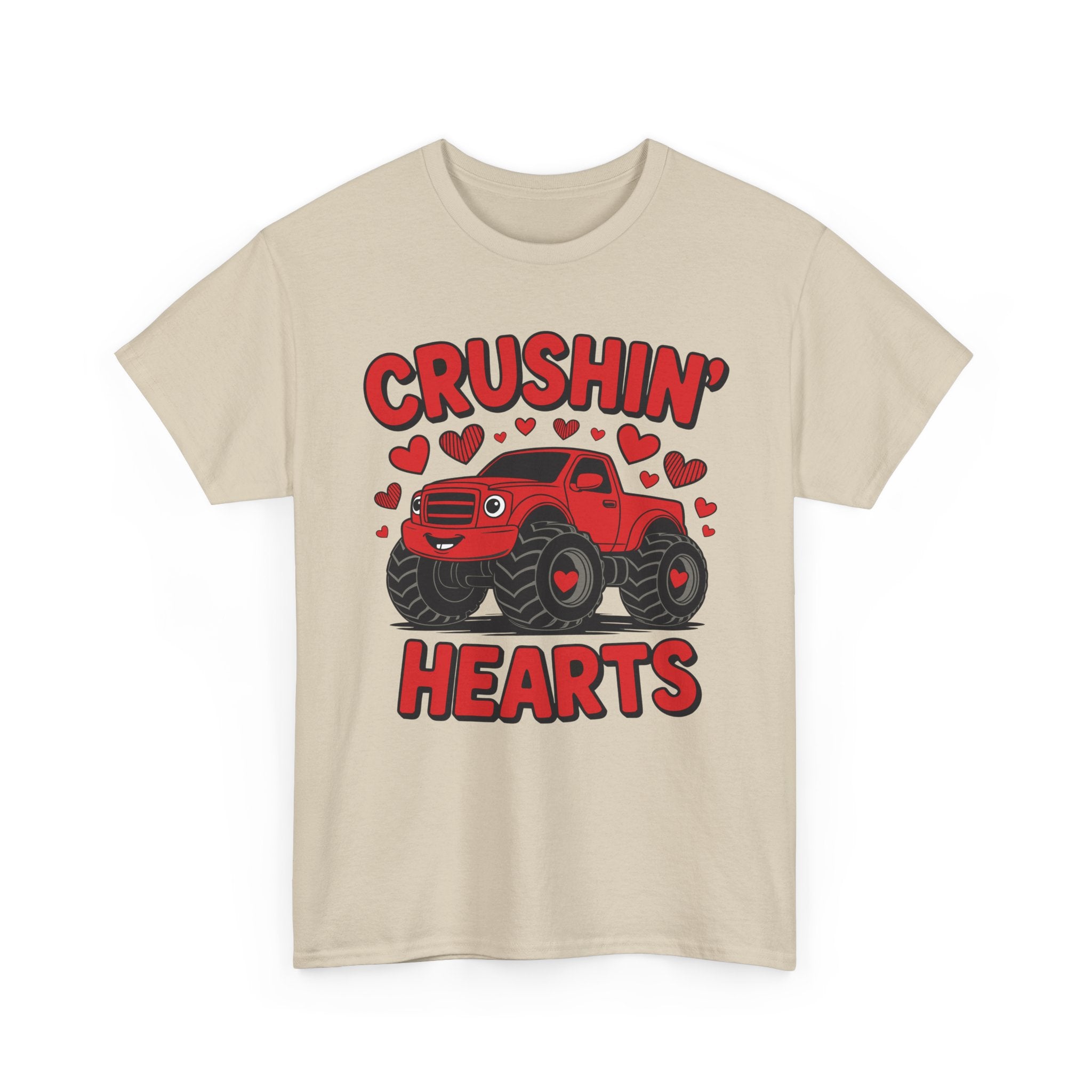 Crushin’ Hearts Valentine Monster Truck Unisex Cotton Tee
