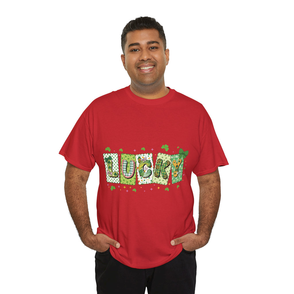 Lucky Patchwork Plaid Clover Tee — St. Patrick’s Day Unisex Cotton T-Shirt