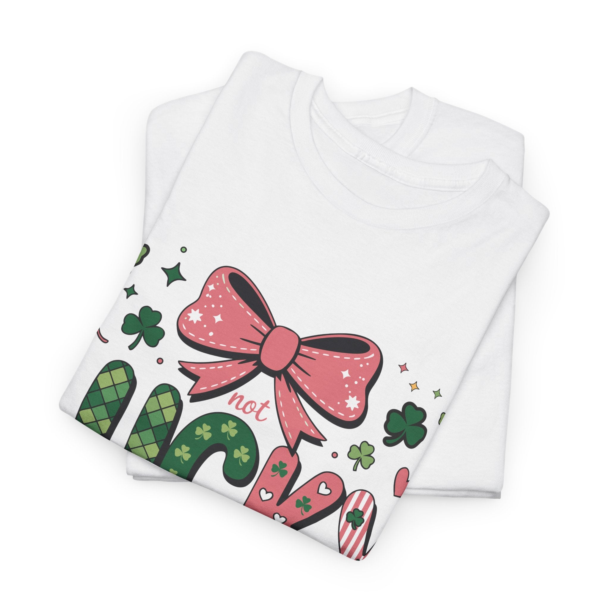 Simply Blessed Tee — “Not Lucky, Simply Blessed” with Pastel Bow, Clovers & Romans 4:7-8 Unisex Cotton Tee