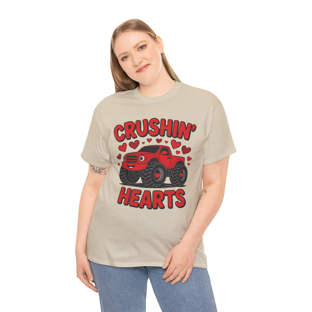 Crushin’ Hearts Valentine Monster Truck Unisex Cotton Tee
