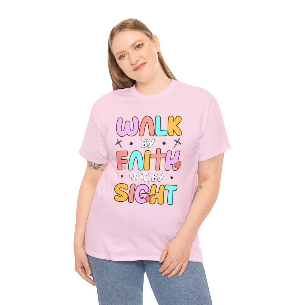 Walk by Faith Not by Sight T-Shirt — Pastel Christian Faith Unisex Cotton Tee