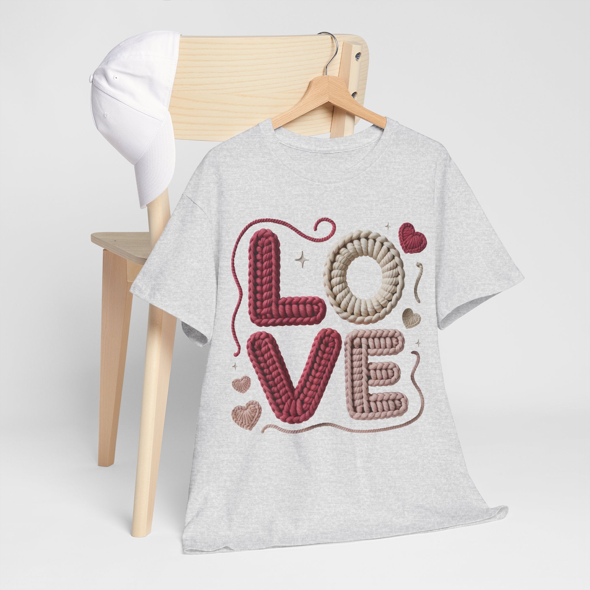 LOVE Faux Yarn Heart Unisex Cotton Tee