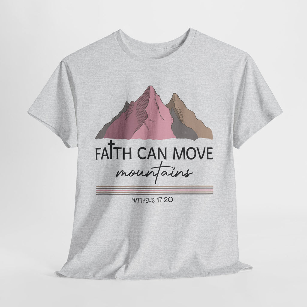 Faith Can Move Mountains Mountain Tee — Pastel Inspirational Christian Unisex Cotton T-Shirt