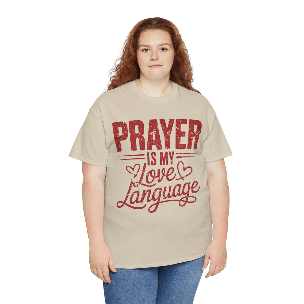 Prayer Is My Love Language T-Shirt — Faith-Inspired Red Hearts Unisex Cotton Tee