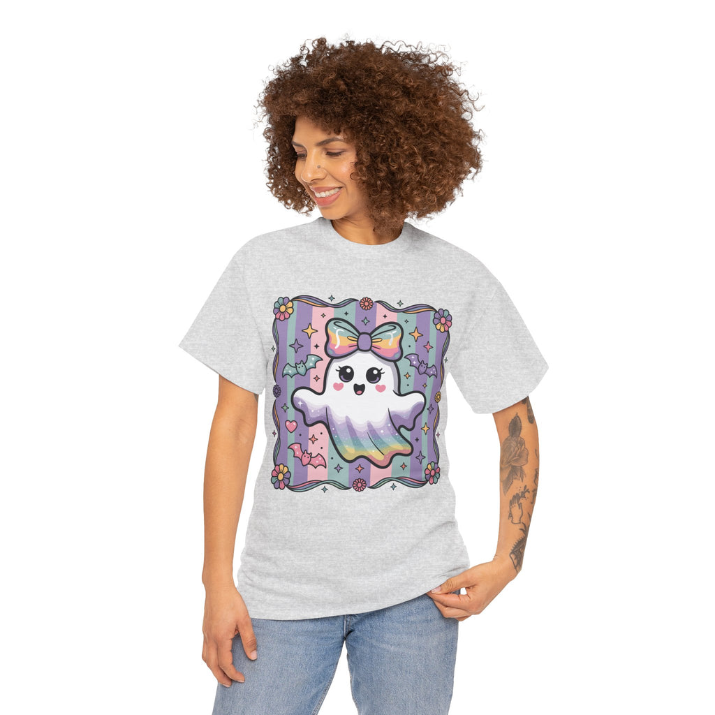 Pastel Ghost Rainbow Bow Unisex Cotton Tee
