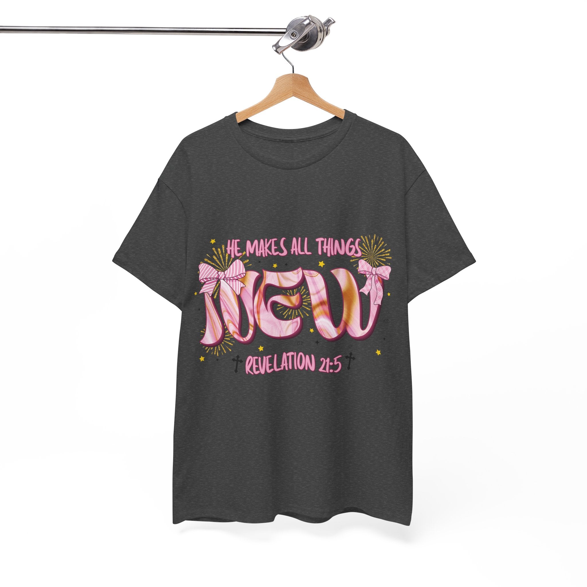 Christian Marble Tee — “He Makes All Things New” (Revelation 21:5)... Unisex Cotton Tee