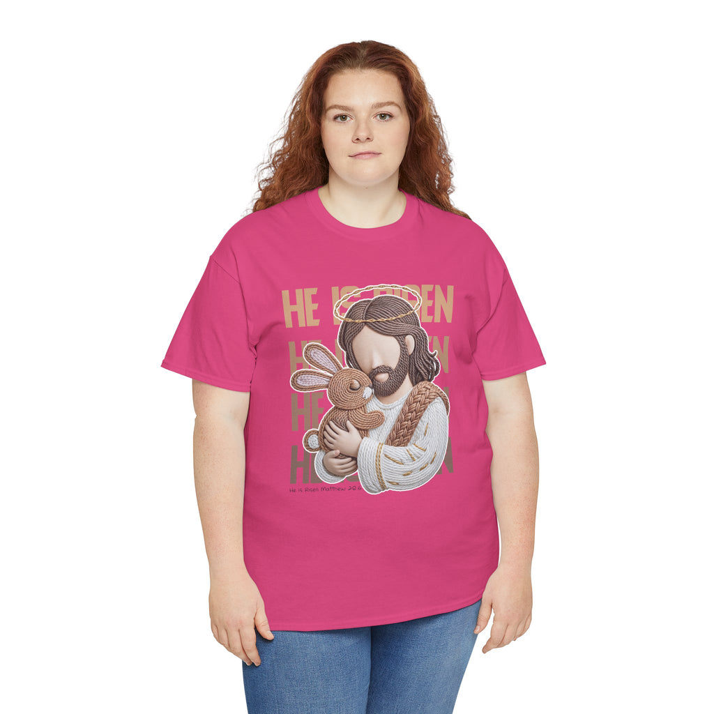 He Is Risen Matthew 28:6 Jesus With Lamb Unisex Cotton T-Shirt