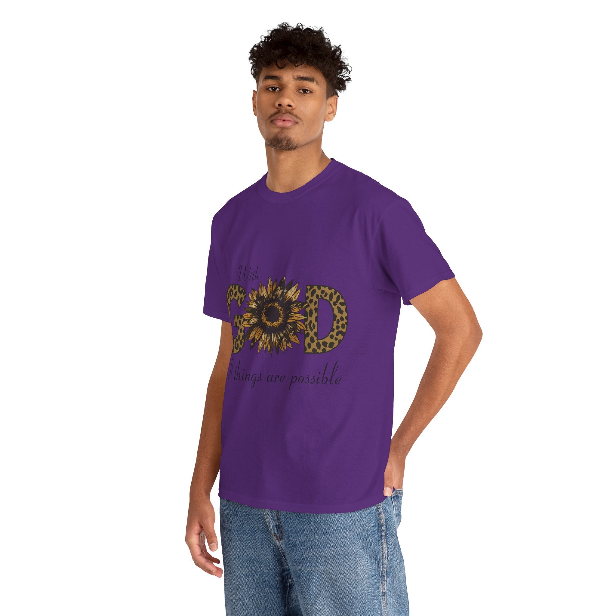 GOD Leopard Print Sunflower Unisex Cotton Tee