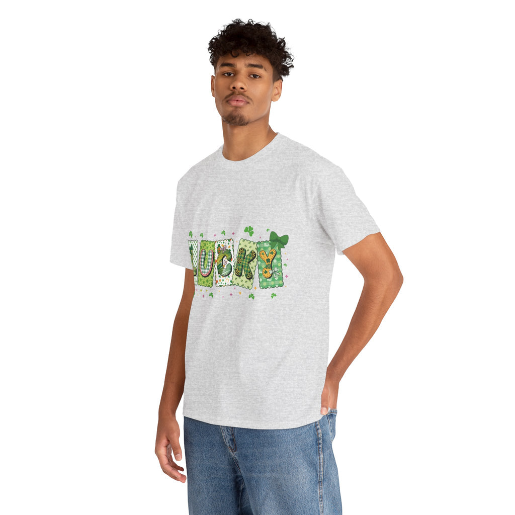 Lucky Patchwork Plaid Clover Tee — St. Patrick’s Day Unisex Cotton T-Shirt
