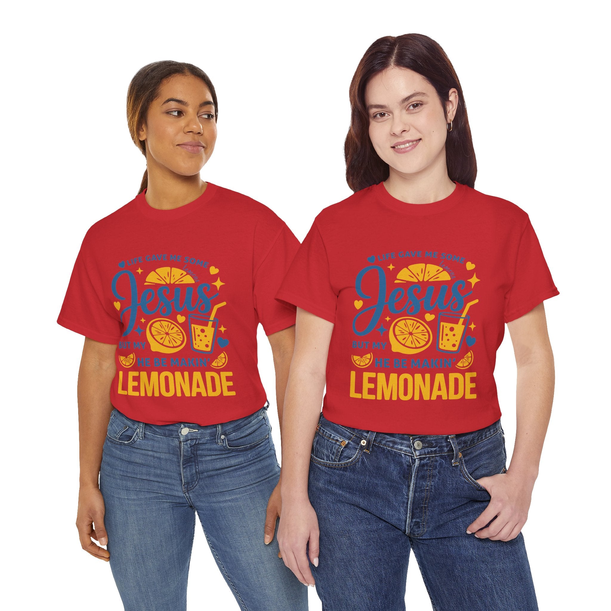 Christian Lemonade T-Shirt — “Life gave me some lemons but my Jesus He be makin’ lemonade”. Unisex Cotton Tee