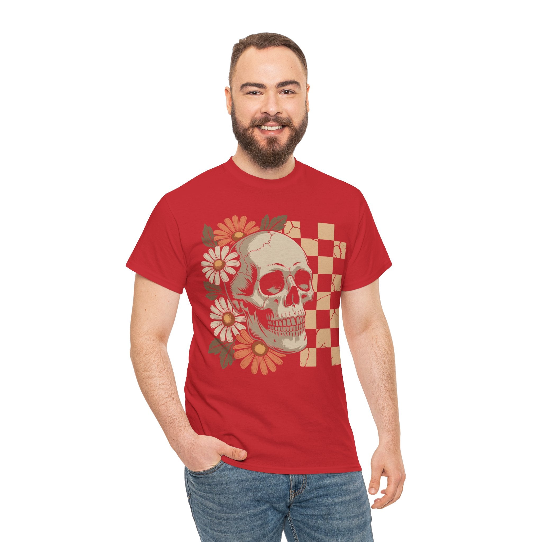 Skull Daisy Unisex Cotton Tshirt